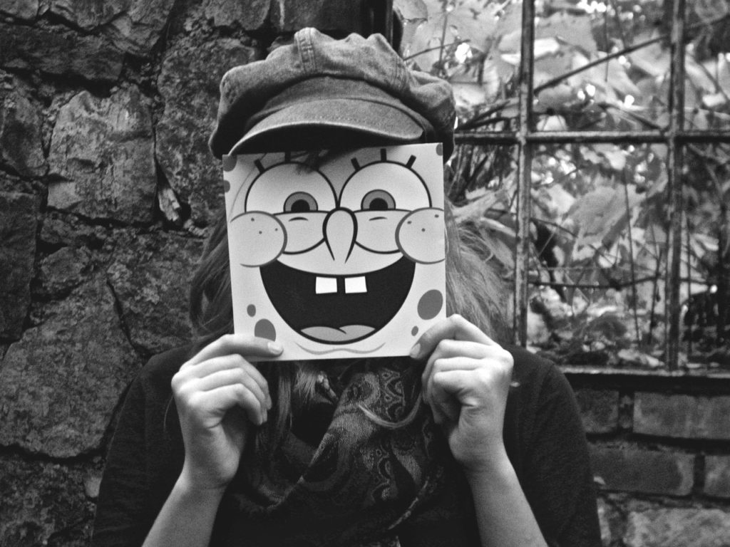 girl, mask, spongebob